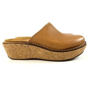 Clarks Womens Mules Slip On Clogs Brown Slides Leather Comfort Shoes Size 8.5